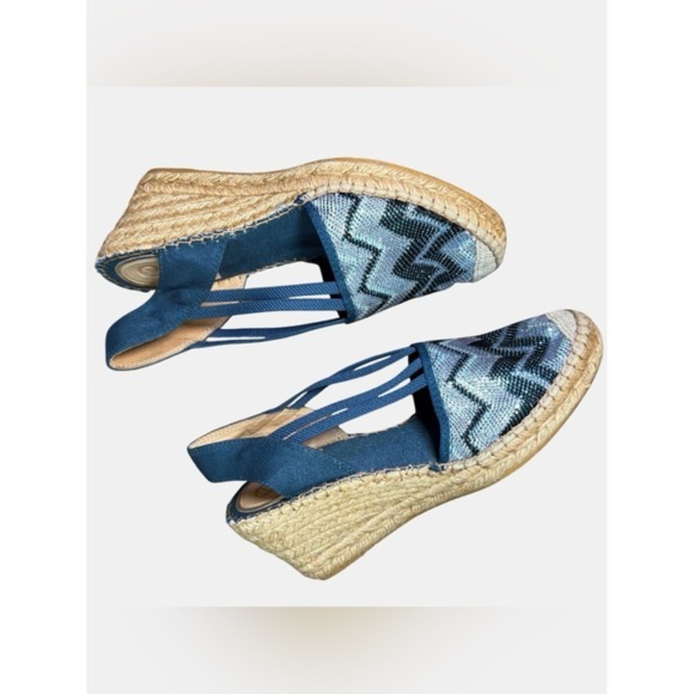 Vidorreta Spain Espadrille Wedge Sandals EU39 US8.5-9 Blue Grey Shimmery Chevron